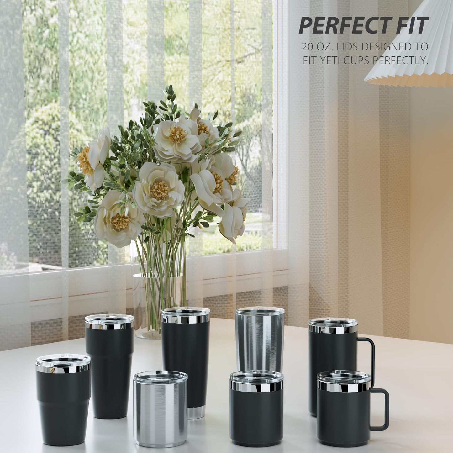 CeleVista Tumbler Lid for 20oz YETI Tumbler, Replacement Tumbler Lids, Coffee Cup Covers with Magnetic Slider for Gift, BPA Free (2 pieces)