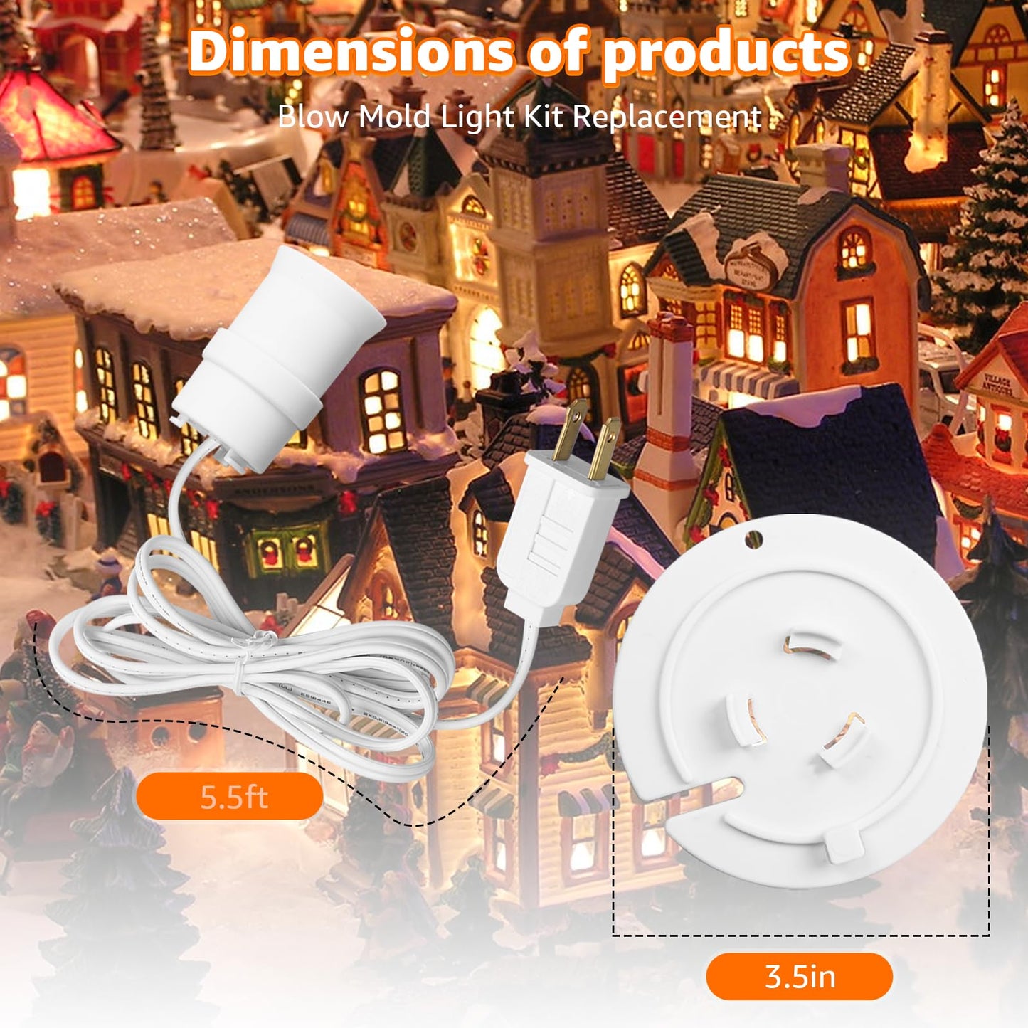 Norward 2 Set Blow Mold Light Kit Replacement, E27 E26 Bulb Cord Kit for Halloween,Christmas,Salt Lamp,Craft Indoor Outdoor Decorations,Salt Lamp Base with Fuse Plug