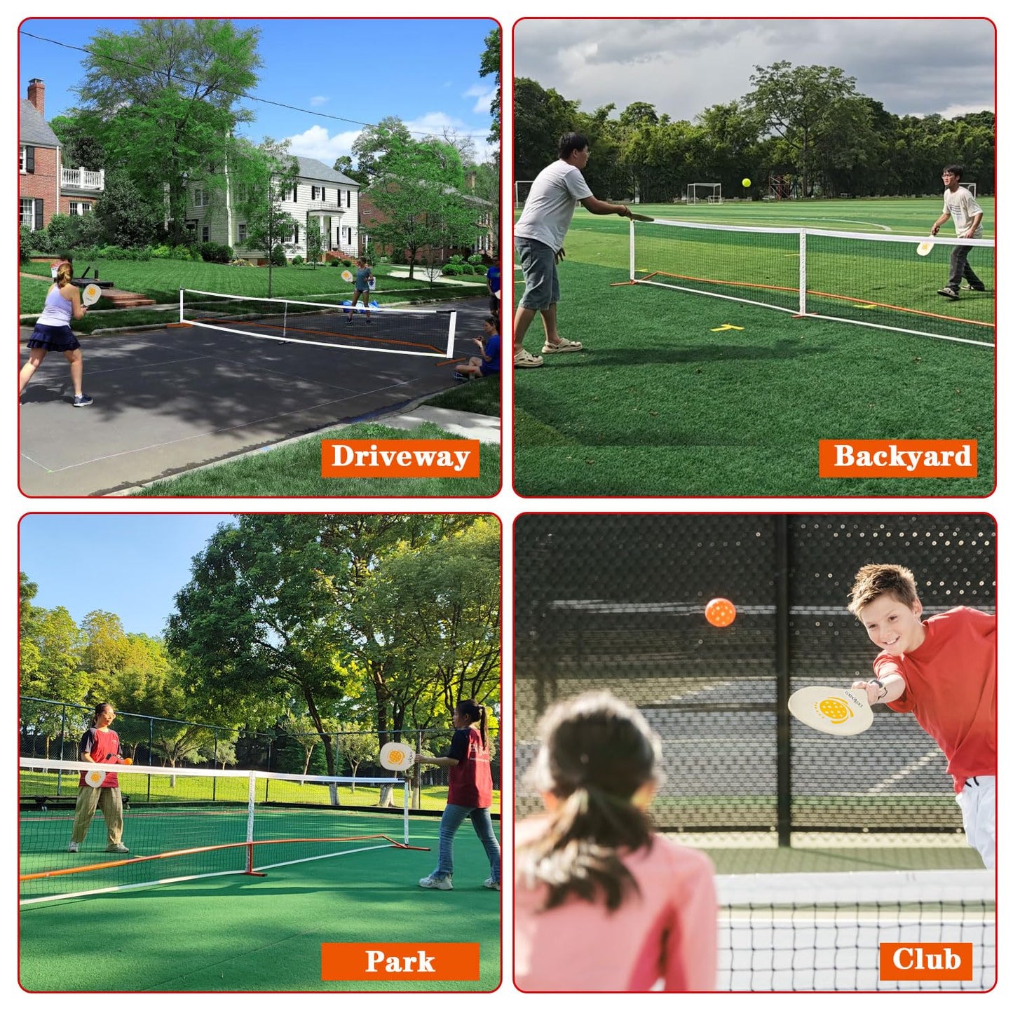 Zdgao Portable Pickleball Net Set with 4 Pickleball Paddles, Official Size Pickleball Net, 4 Outdoor Pickleballs and Carry Bag, Weather Resistance Strong Steel Frame
