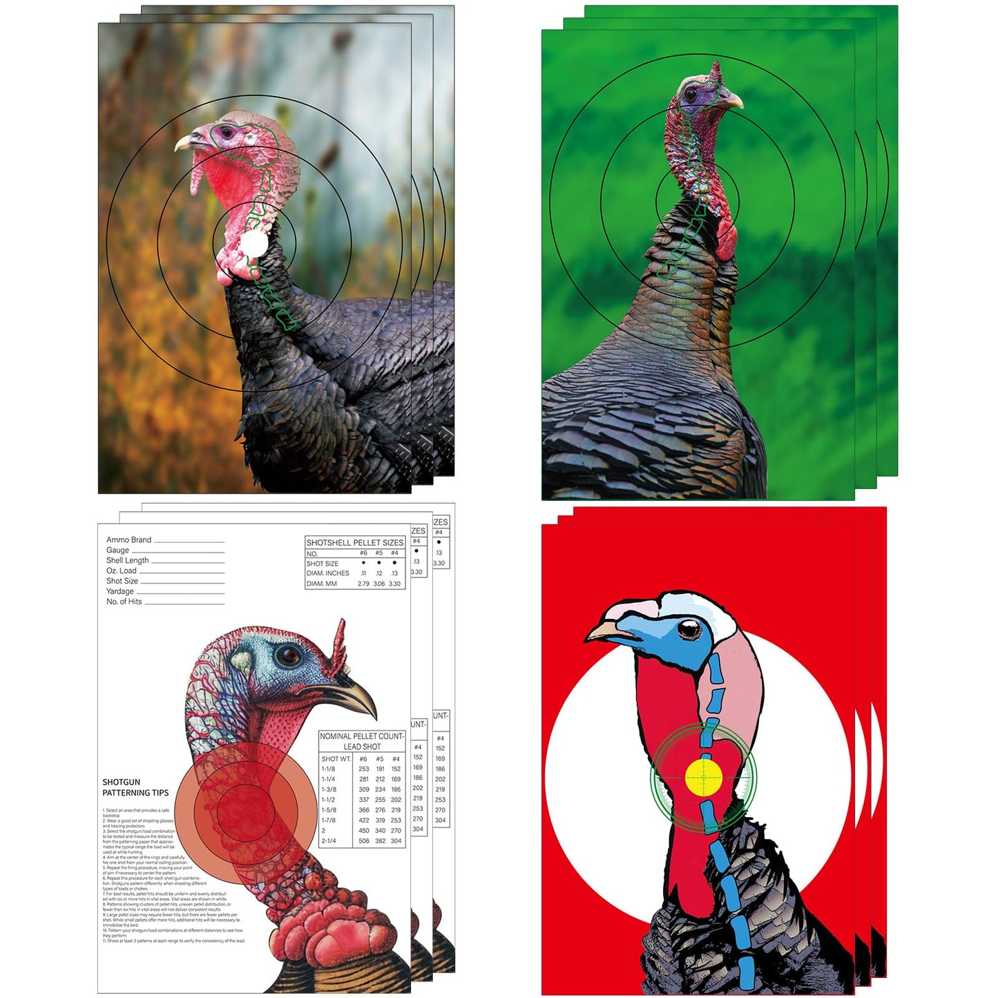 Feifeiya 12 Pcs 3 Style 12" x 18" Turkey Targets Turkey Shooting Targets for Hunting Realistic Animal Target for Practice Turkey Hunting Accessories