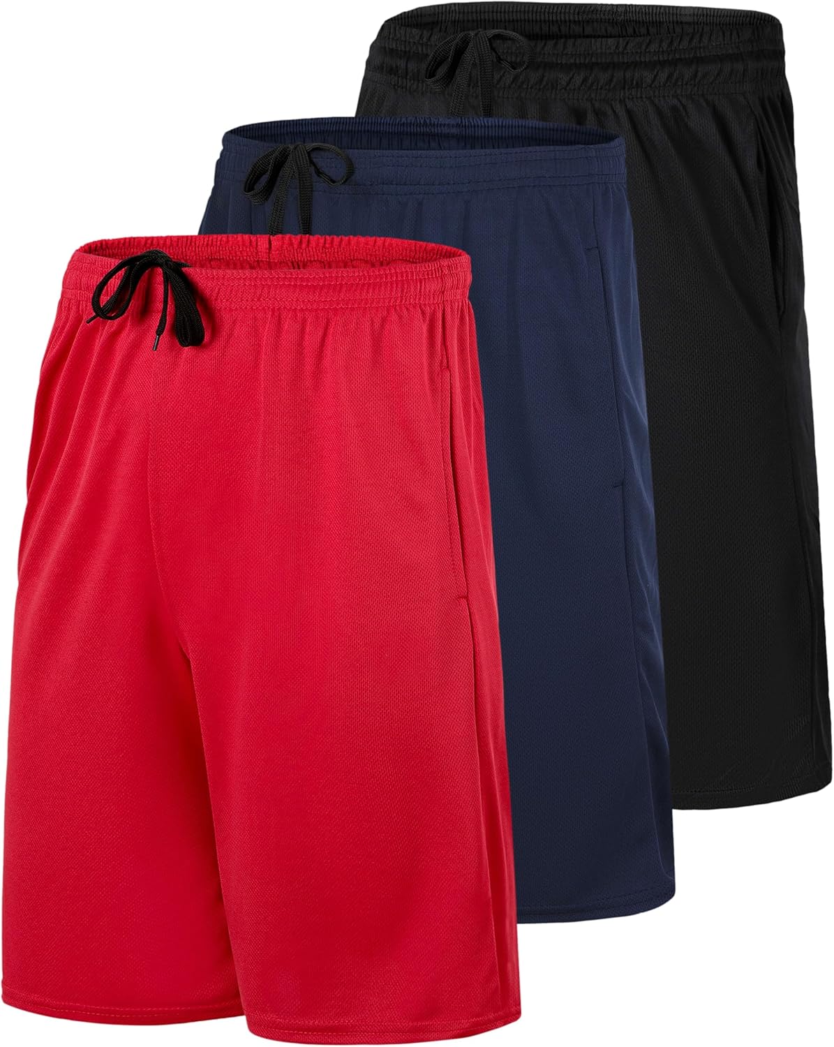 Real Essentials Men's 9" Mesh Basketball Shorts - 3 Pack | Athletic Gym Shorts with Pockets (S-3X)