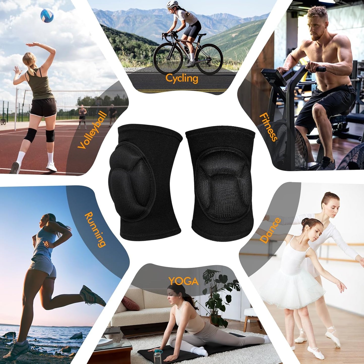 Skiennix Protective Knee Pads - Thick Anti-Slip EVA Foam for Volleyball, Climbing & More | Size M - Black