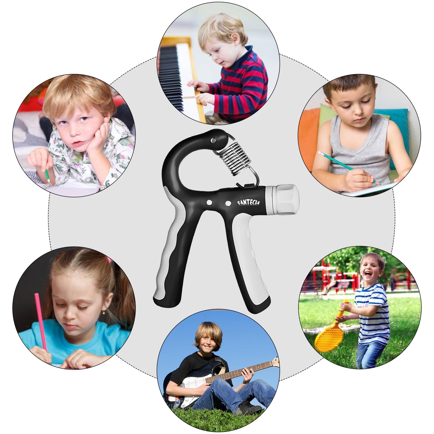 FANTECIA Hand Grip Strengthener for Kids and Youth, Adjustable Resistance Hand Gripper 11-45Lbs (2 Pack), Hand Grips for Strength Training, Stress Relief Grip