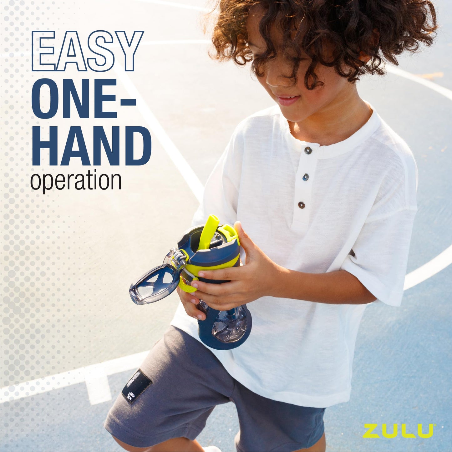 ZULU Torque 2 Pack 16oz Plastic Kids Water Bottle with Silicone Sleeve and Leak-Proof Locking Flip Lid, Soft Touch Carry Loop for School Backpack, Lunchbox, BPA-Free Dishwasher Safe, Grey/Green