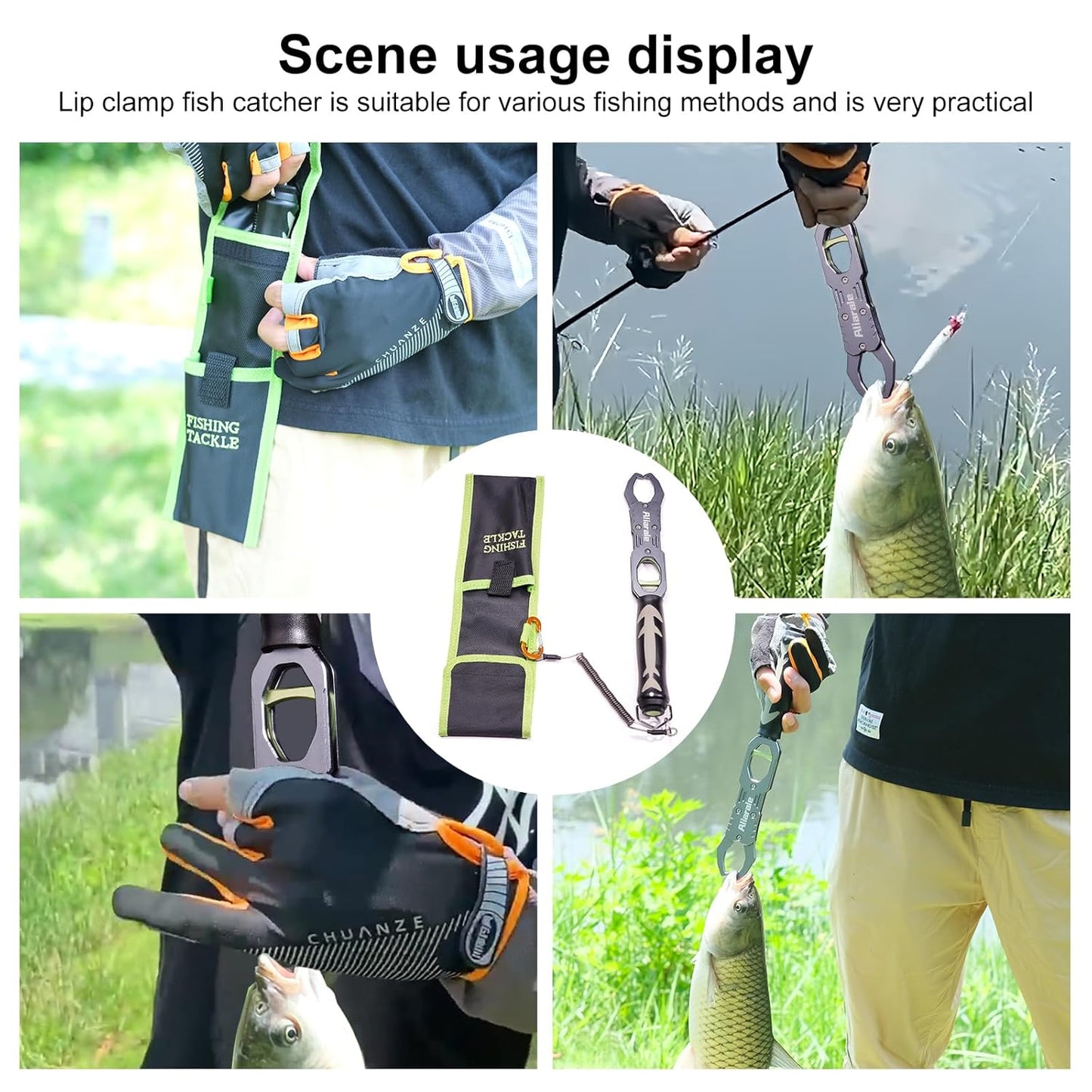 Skiennix Fish Lip Gripper - Professional 40 lb Fish Holder with Weight Scale & 360° Rotation