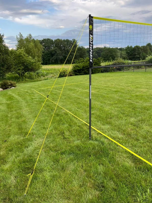 LFYSPORTS Portable Volleyball Net Set Outdoor, Professional Volleyball Set with Adjustable Height Poles, Scoring Marker, Boundary Line, with Pump and Carrying Bag for Backyard Beach