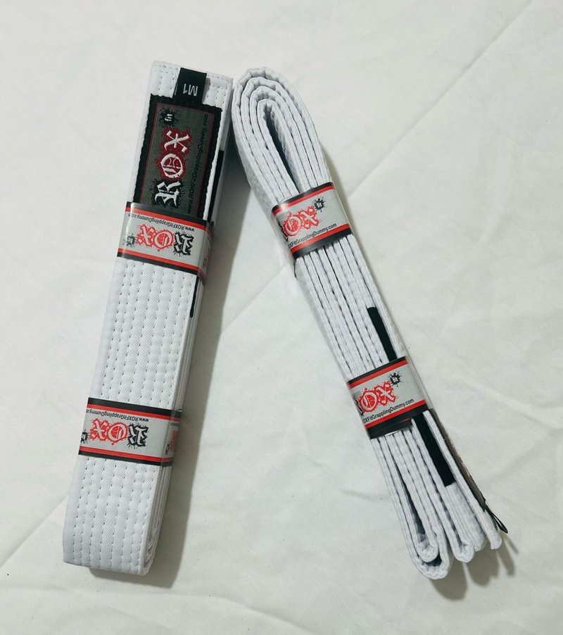 ROX Fit BJJ Belt Kids Size - Kid’s Size Brazilian Jiu-Jitsu Belt 100% Cotton for Durable and Lightweight Design Competition Ready BJJ Gi Belts White (M00)