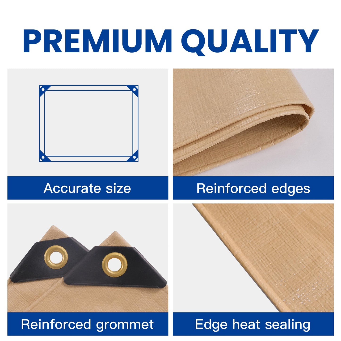 Tarp 20x20 Heavy Duty Waterproof Beige Tarp 12.5mil,Durable,Multipurpose, Weather Resistant,Uv Resistant,Tear Resistant,Can Be Used for Outdoor Furniture,Cars,Ships,Roofs-by MVPNET