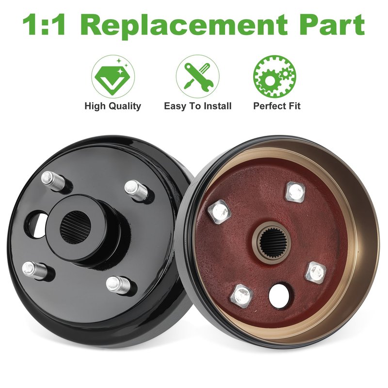 10L0L Golf Cart Brake Drum Assembly, 30 Teeth Spline 1 Inch Large Hole Brake Hub Replacement for EZGO 4 Cycle Gas 1991-Up TXT RXV Marathon Medalist Columbia, OEM# 21807-G1 21807G1 41843-94 (1 Pack)