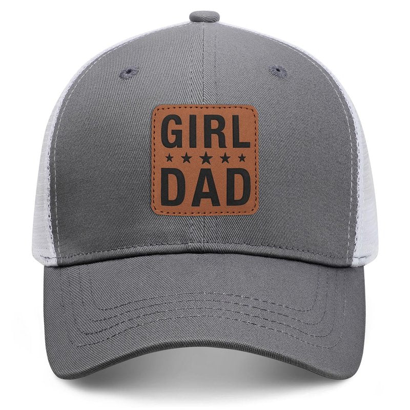 Girl Father Daddy Dad Leather Patch Hat Birthday for Dad Papa from Daughter Son Adjustable Trucker Hats