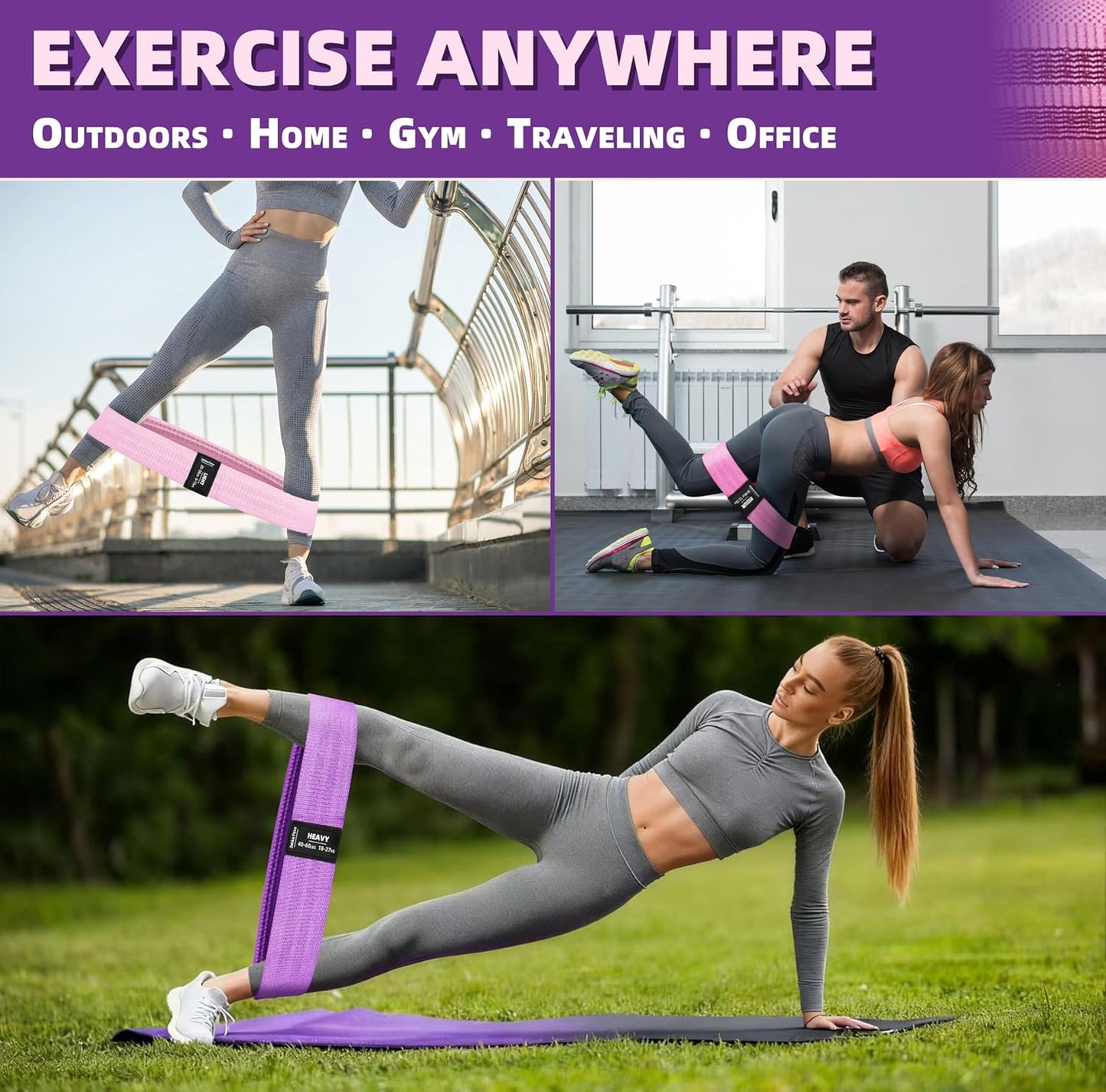Skiennix Fabric Resistance Bands - 5 Non-Slip Booty Bands for Effective Home Workouts | Elastic for Legs & Glutes