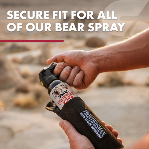 SABRE Frontiersman MAX Bear Spray Kit – 7.9 oz Bear & Mountain Lion Deterrent, Belt Holster, Bell, 40 ft Range, 2% Capsaicinoids, Glow Safety, Eco-Friendly, Hiking, Camping
