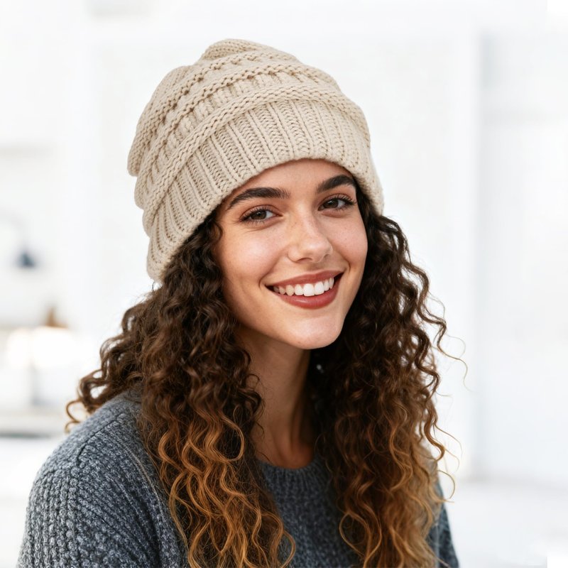Ultrafun 3 Pack Satin Lined Beanie for Women, Slouchy Winter Hats with Silk Lined, Oversized Knit Warm Hat Skull Cap (Black, Beige, Red)
