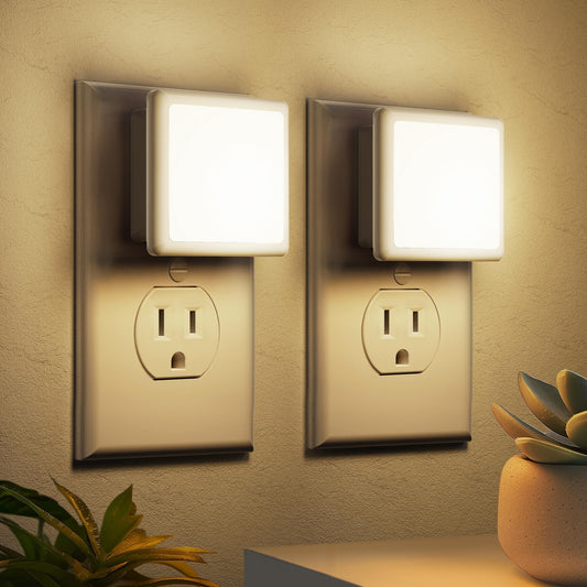 Night Lights Plug into Wall, LED Night Light with Dusk-to-Dawn Light Sensor, 0.3W Warm White Plug in Night Light for Kids, Bedroom, Adults, Bathroom, 2 Pack, Non-dimmable