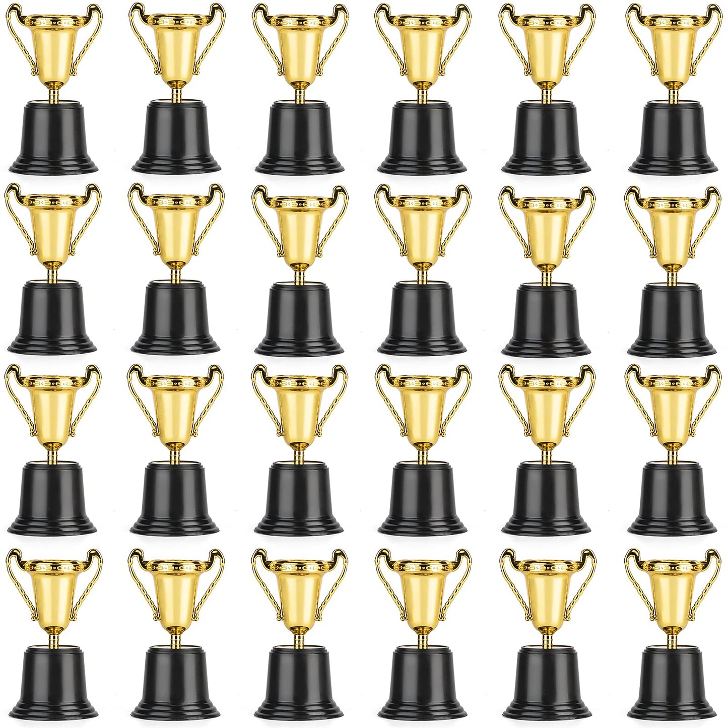 24 Pack Gold Award Trophy, 5 Inch Plastic Golden Mini Trophies Cup For Halloween Party Favors, Kids Classroom School Rewards, Competition Or Celebration Awards Props, Sports Tournament Winning Prizes