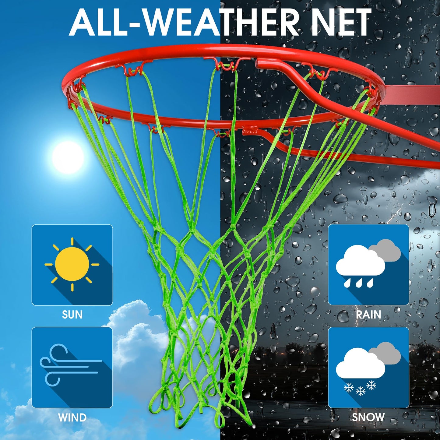Cannon Sports Heavy Duty Basketball Net Replacement - 21 Inches - 12 Loop Standard Size - Weather Resistant for Indoor/Outdoor Courts - Fits All Standard Rims (Lime Green)