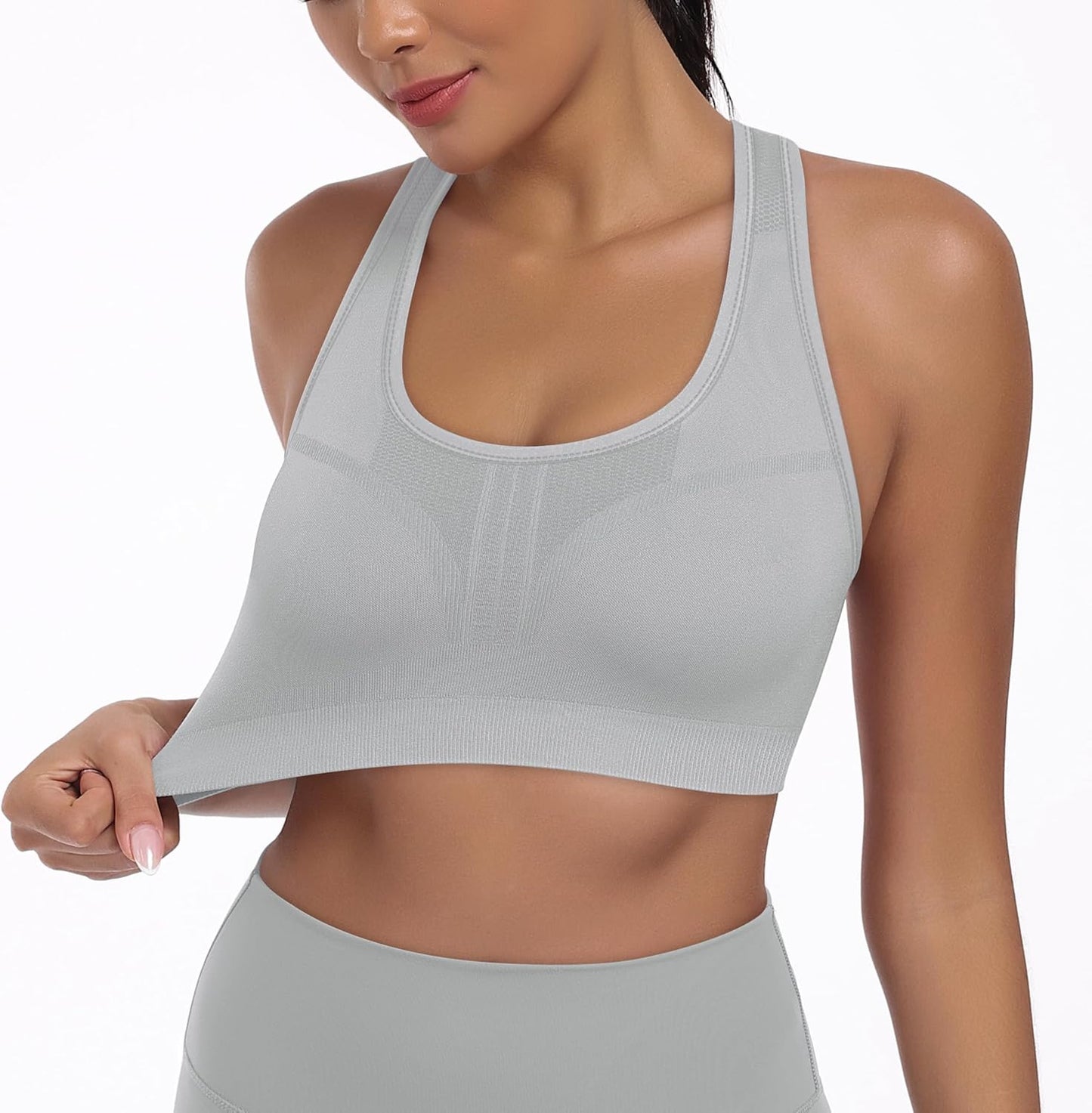 Skiennix 3-Pack High Impact Racerback Sports Bras - Padded Wirefree Workout Bra for Fitness & Yoga