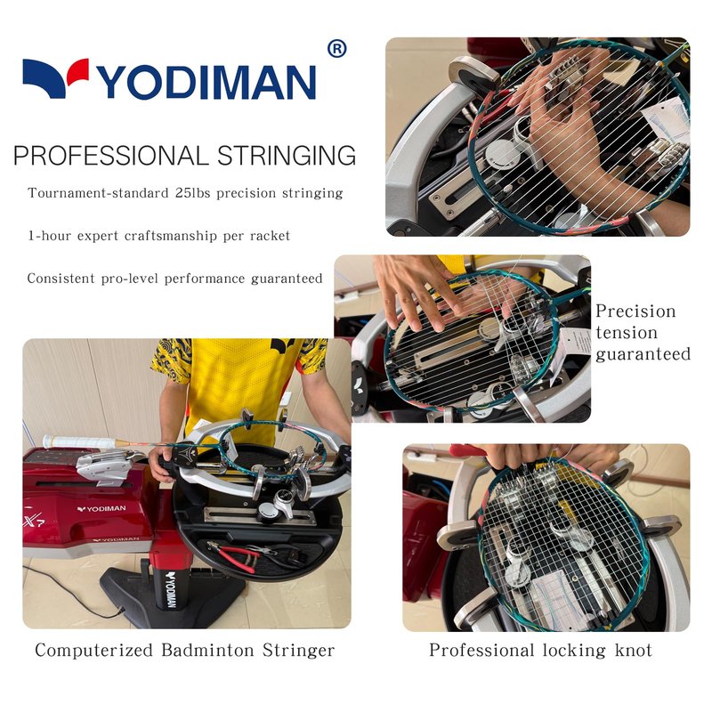 YODIMAN Single Professional Badminton Racket for Advanced Players - 50T Graphite Carbon Fiber with Aerodynamic Frame, Pre-Strung 26lbs, Ultra-Light 5U for Club & Tournament