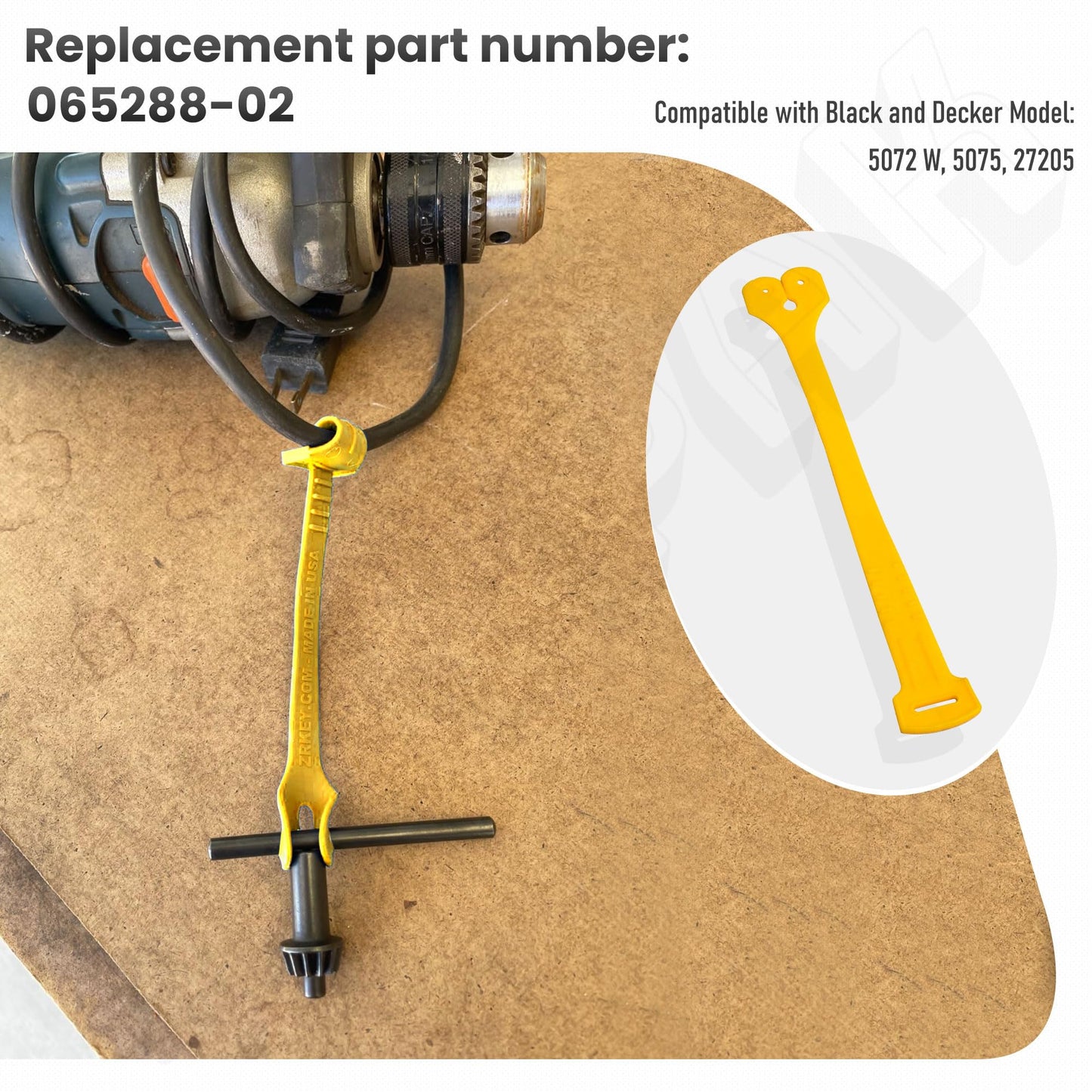 EZYPAK 4 Pack 065288-02 Chuck Key Holder for D-ewalt DW500, DW505, DW505, DW511, DW512, DW100-220, DW100, DW101, Also Compatible with Black & Decker 5072 W, 5075, 27205