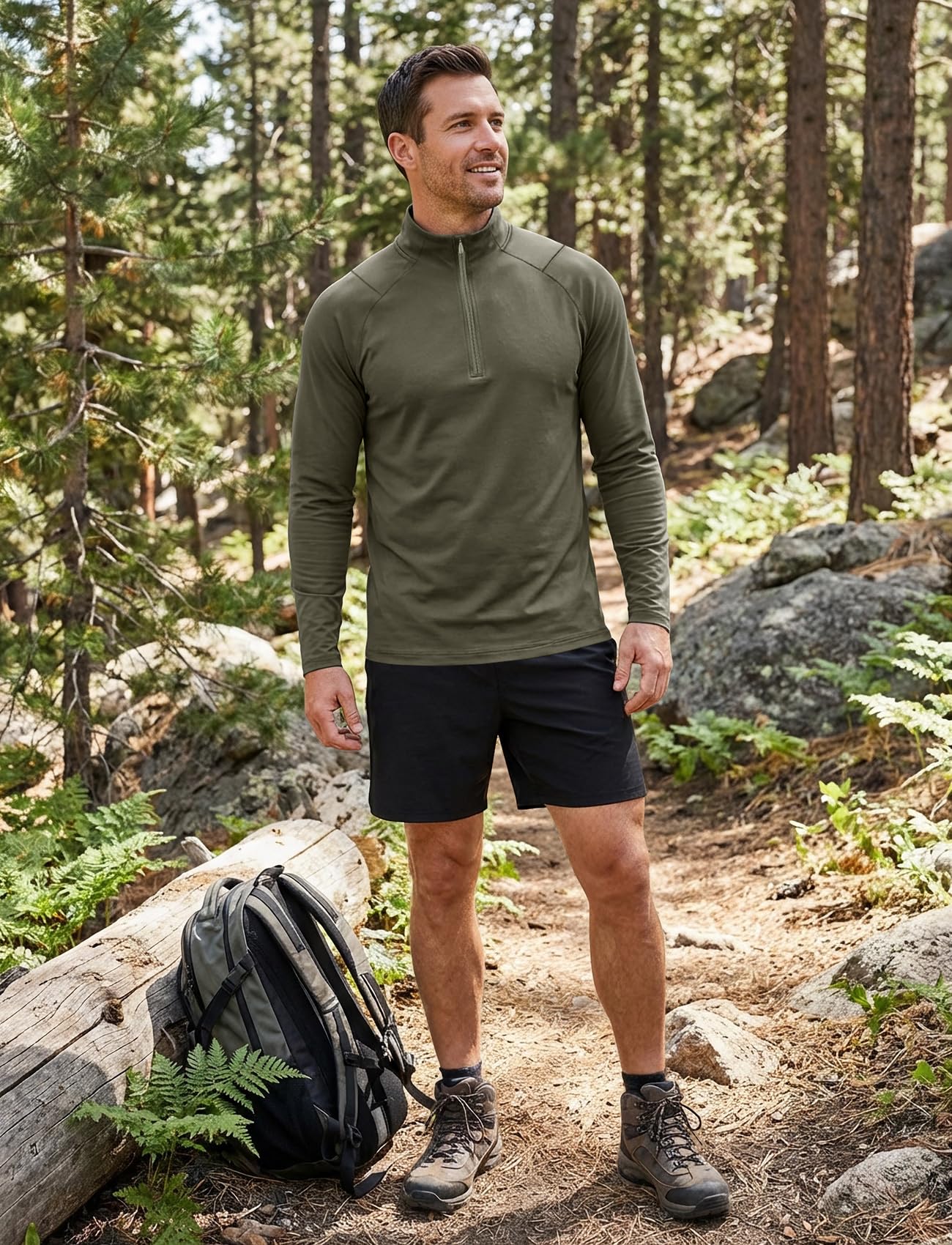 Zengjo Mens Quarter Zip Athletic Pullover Mid-Weight 1/4-Zip Running Workout Shirt Moisture Wicking