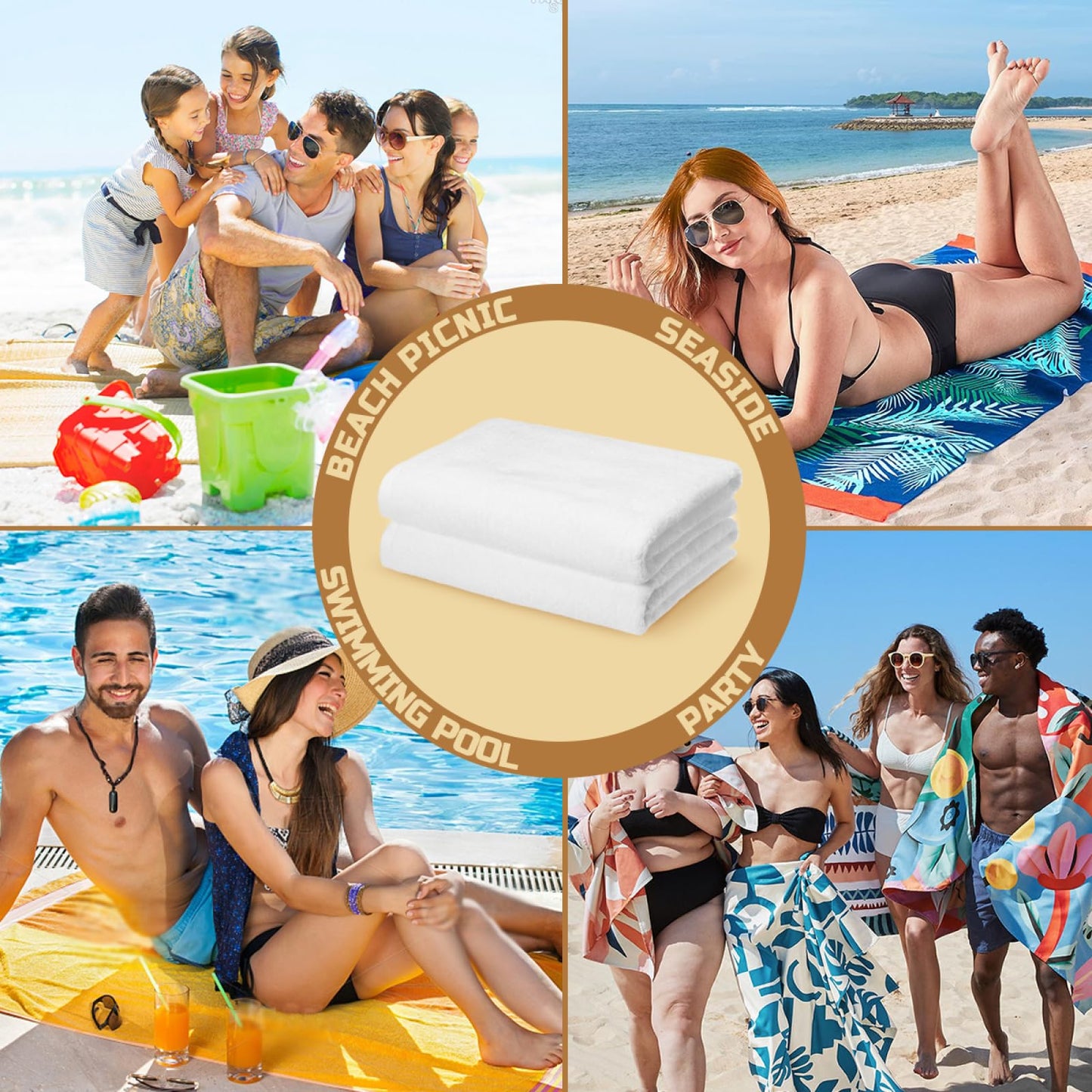 WNNNS Personalized Beach Towels for Adults & Kids Custom Beach Towel with Names for Women Men Oversized Sand Free Soft Cotton/Poly Blend Bath Pool Swim Towel Quick Dry Customized Girls Beach Towel