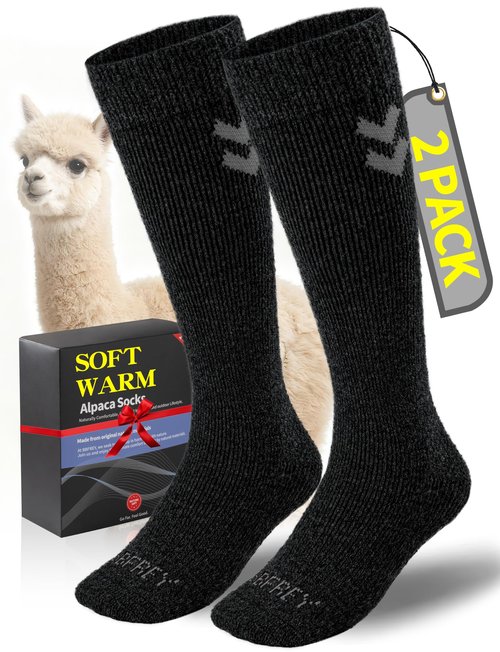 Bbfrey Soft Alpaca Socks Over-The-Calf for Men Women - Thick Thermal Alpaca Wool Boot Socks for Hiking, Hunting, Cold Weather