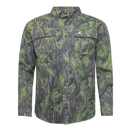 Mossy Oak Men's Long Sleeve Camo Hunting Shirts Cotton Mill, Full Foliage, Large