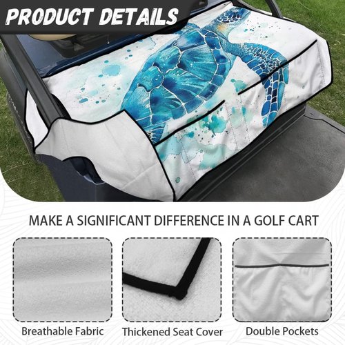 Yspwyqan Blue Sea Turtle Universal Seat Covers for Golf Cart Anti-Slip Easy to Install Protector Golf Cart Easy to Clean Portable Golfs Car Interior Covers Universal Fit EZGO Yamaha Club Car