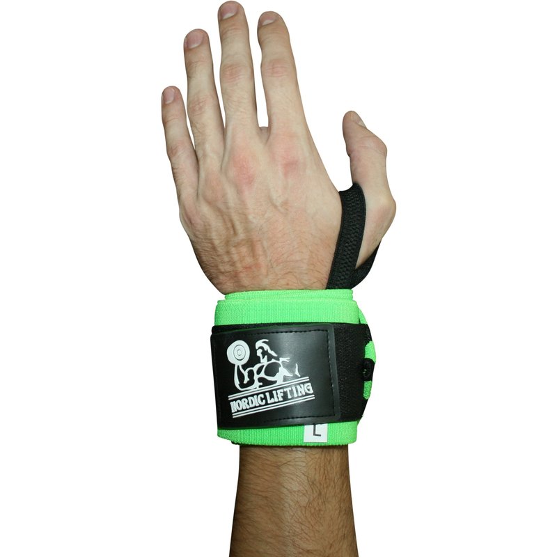 Wrist Wraps Super Heavy Duty (1 Pair/2 Wraps) 24" Support for Weight Lifting | Powerlifting | Gym | Cross Training - Weightlifting Thumb Loop - Men & Women - by Nordic Lifting -(Green)-1 Year Warranty