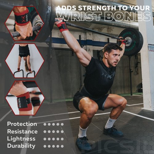 PICSIL - Wrist Support for Cross Training | Reduce Wrist Discomfort | High Performance | Elastic Nylon | Prevents Tendonitis | Ideal for Gym, Bodybuilding, Boxing, Calisthenics | Red
