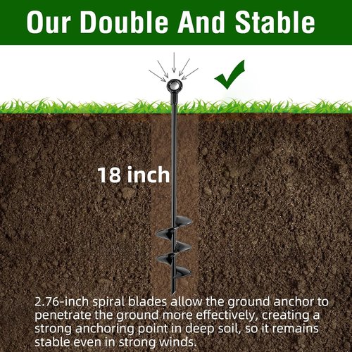 Fabulas Heavy-Duty Ground Anchors - 18 Inch Screw-In Earth Anchor Kit for Trampolines & Tents | 4 Pack