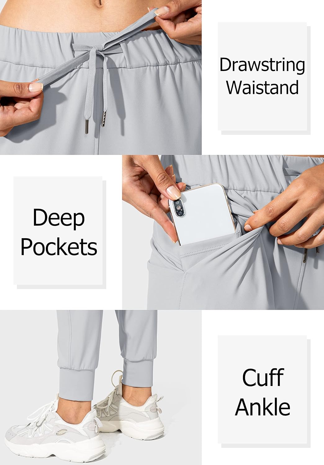 SANTINY Women's Joggers - Comfortable Drawstring Sweatpants with Pockets for Running & Lounge Wear
