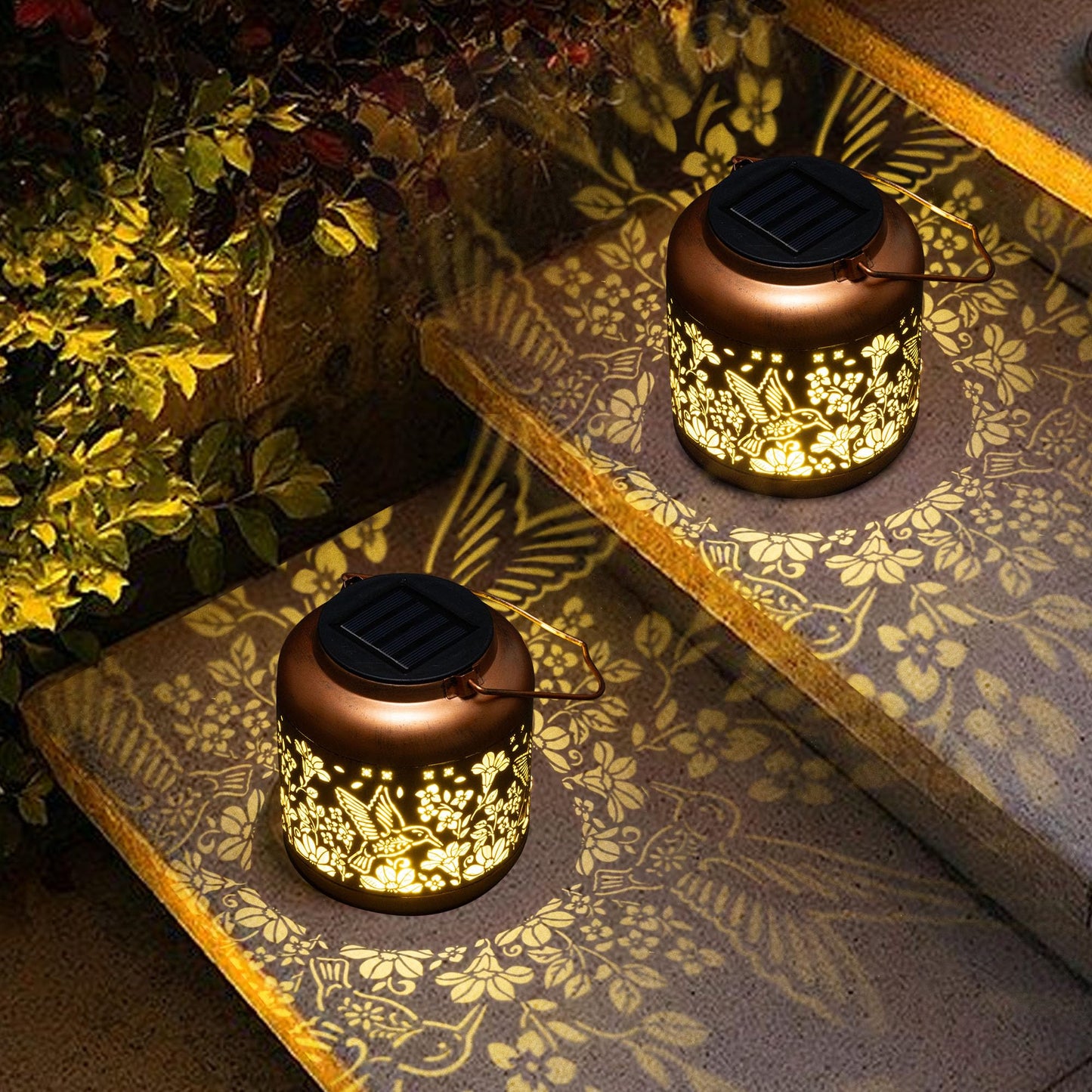 Hummingbird Solar Lanterns Outdoor Hanging Waterproof Lantern,Metal Garden Decorative Lights for Yard, Patio, Lawn, Porch, Backyard ,Gifts for Women Mom Grandma