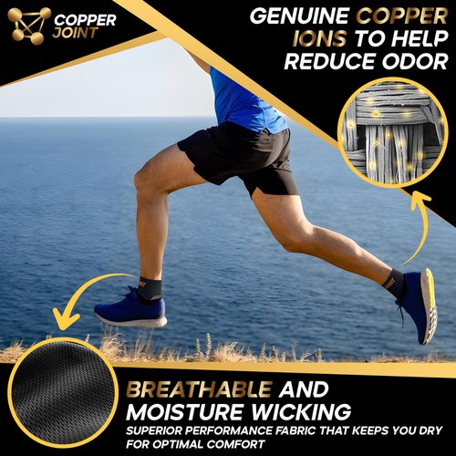 CopperJoint Toeless Foot Sleeve Ankle Compression Socks for Men & Women, White/Black Large - Breathable Snug Fit Foot Ankle Support for Sports, Plantar Fasciitis and Swelling Arch Support