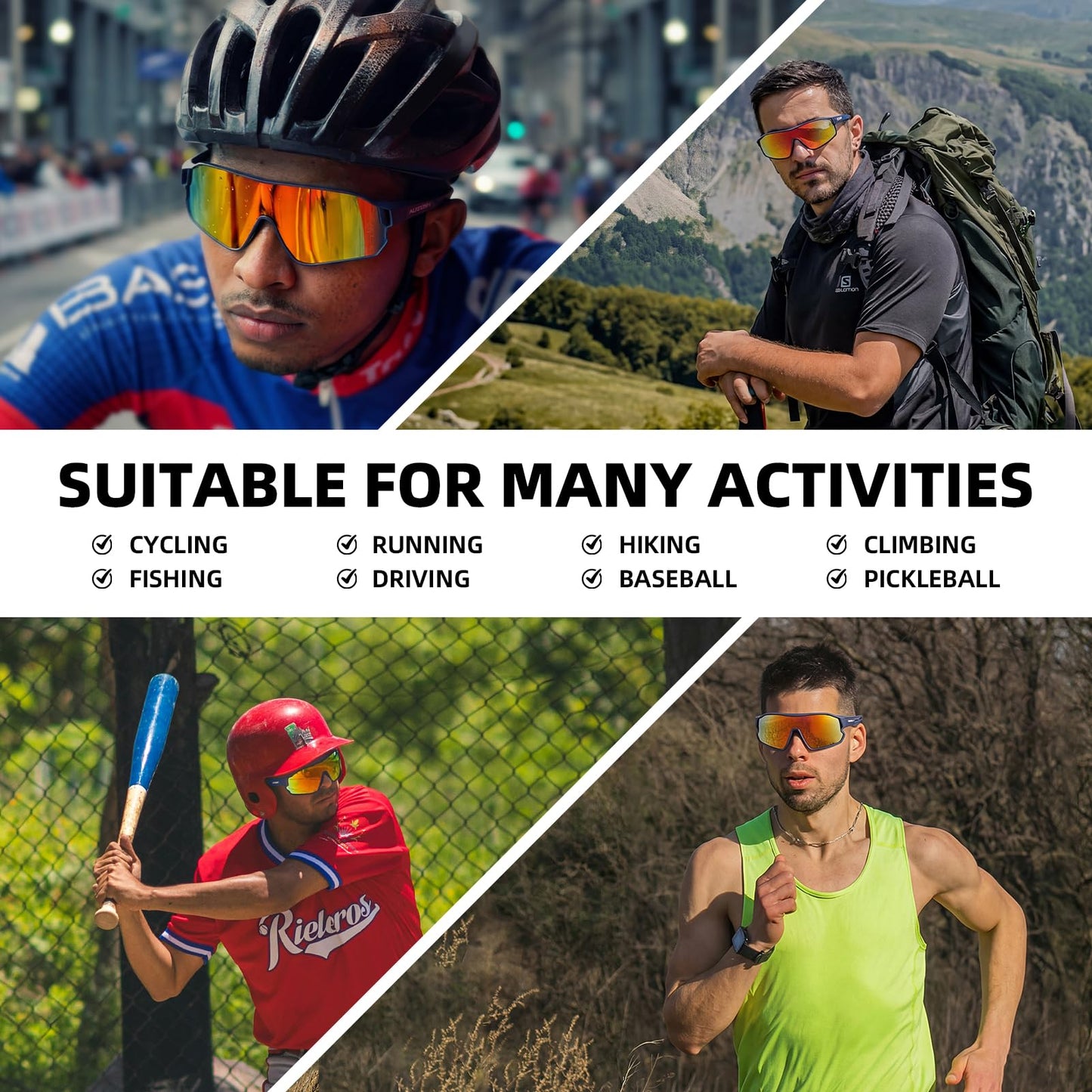 ROCKBROS Polarized Sports Sunglasses Cycling Sun Glasses -UV400 Protection