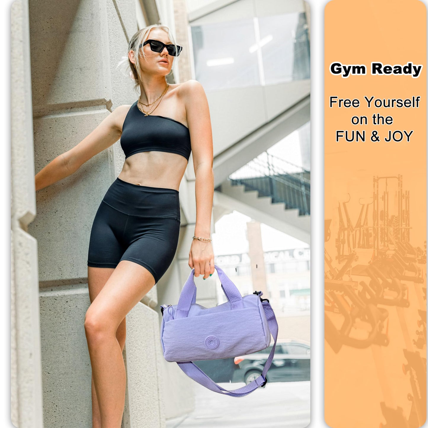 Small Gym Bag for Women,Waterproof Mini Gym Bag with Wet Bag,Small Duffle Bag for Workout Sport Travel Weekender (Purple)