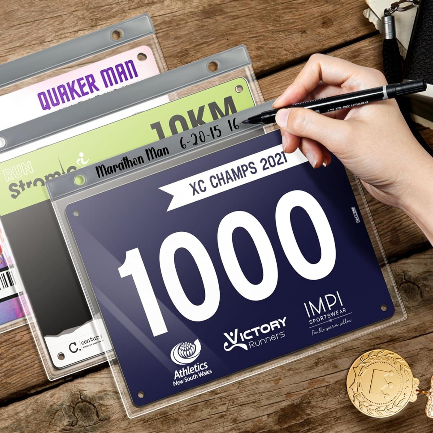 Race Bib Holder - Runner's Desktop Display Album with 20 Vinyl Sheet Protectors