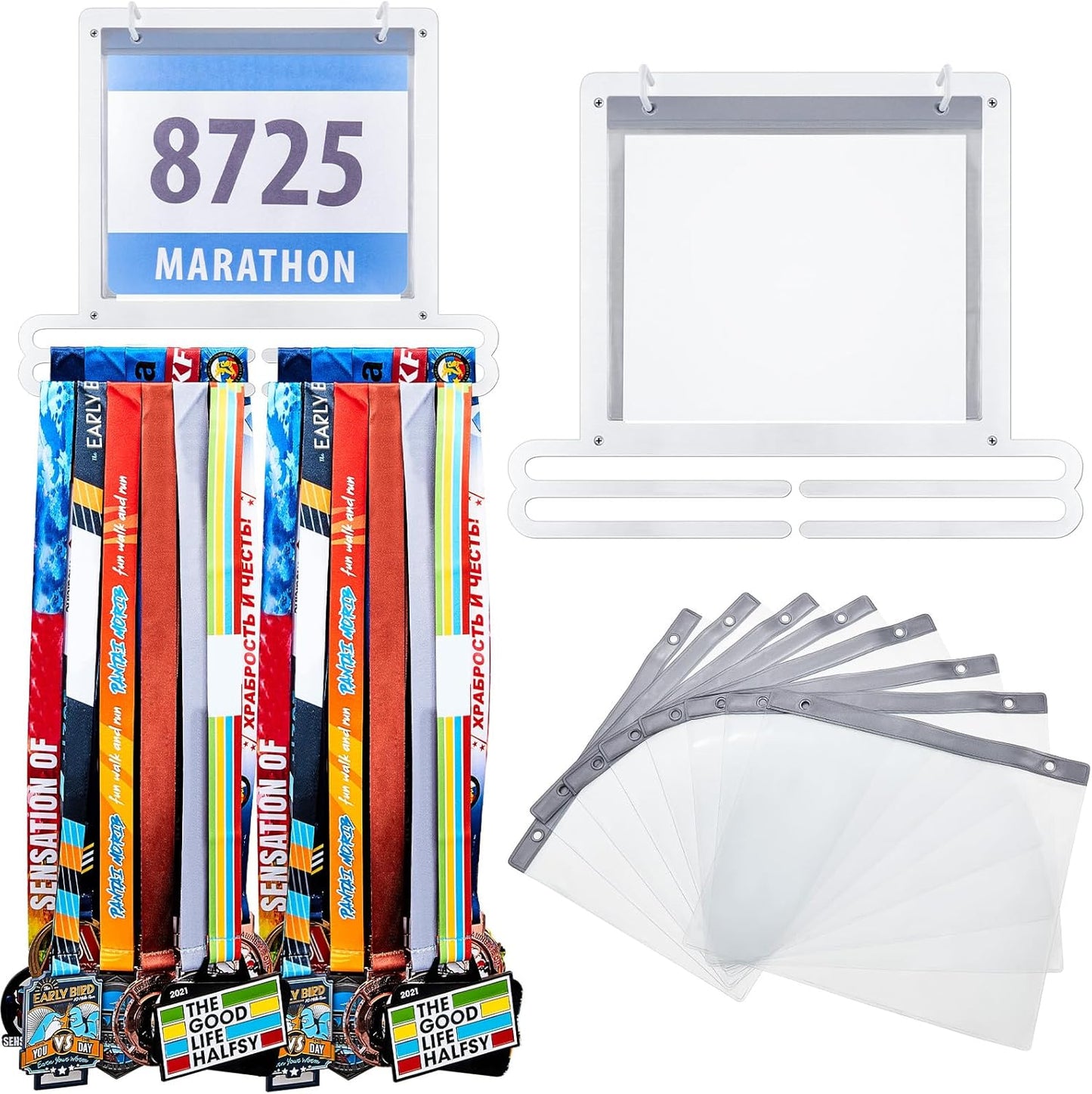 Moxweyeni Race Medal Display | Wall-Mounted Bib Holder for Runners - Perfect Gift Idea