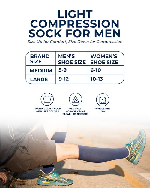 Pembrook Light Cotton Compression Socks for Men - 3 Pairs | Over the Calf Length Support | 8-15 mmHg Compression Socks for Men 9-12, 5-9 | Black, Gray, Navy/Nvy