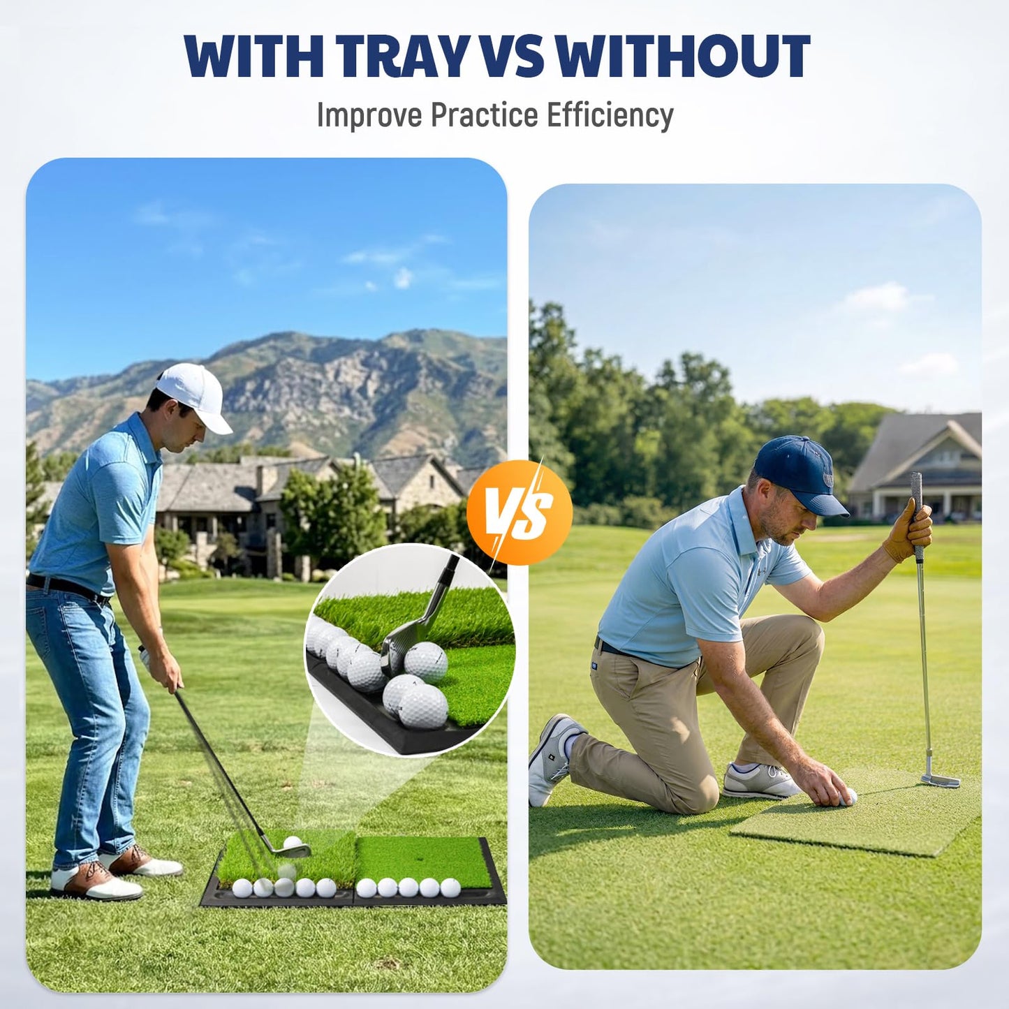 JAYA Golf Hitting Mat with Heavy Rubber Base, Foldable Golf Practice Mat for Indoor & Outdoor Training, Dual Turf Fairway & Rough Grass Mat for Swing, Chipping and Driving Practice