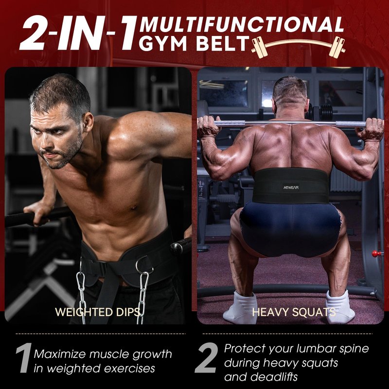 Dip Belt for Weightlifting, Weight Belt with Chain for Pullup, Weight Lifting Belt,Lifting Belt,Powerlifting Gym Belt for Pull Up, Squats, Powerlifting & Deadlift,Dip Belt,Capacity Up to 440 LBS,Waist Adjustable,Deadlifts & Added Weight Training
