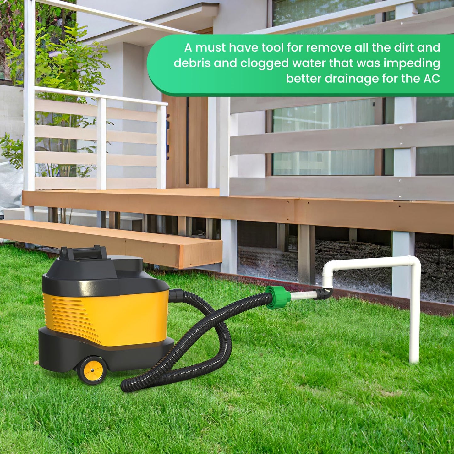 Homeslea AC Drain Line Unclogger, HVAC to PVC Pipe AC Drain Line Cleaner Tool, A/C Condensate Drain Line Cleaner Adapter, Air Conditioner Wet Vac Attachment to Evacuate and Unclog AC Drain Lines-Green