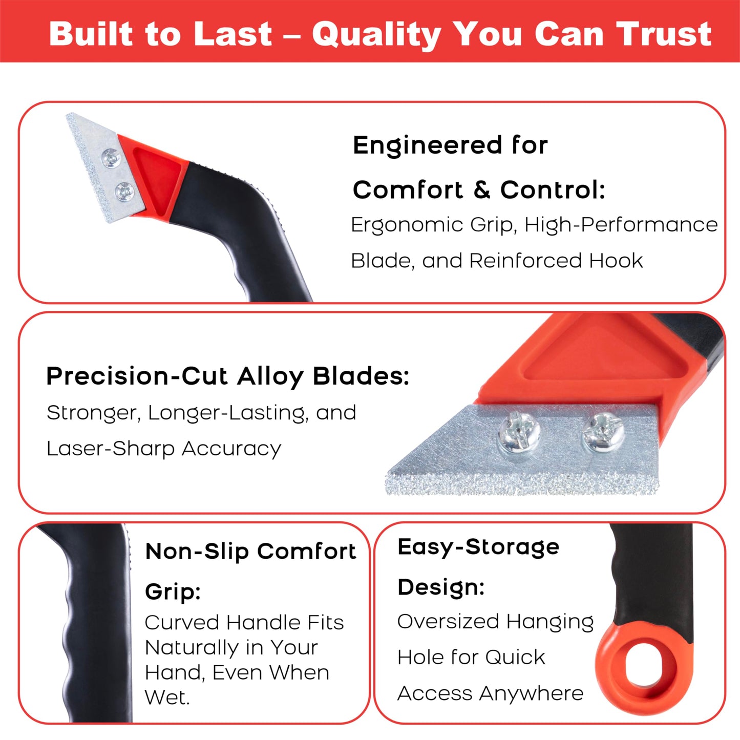 Grout Removal Tool Kit - 2 Scrapers, 6 Blades & 2 Cleaning Brushes for Tile Grout Cleaning, Grout Scraper Tool for Bathroom, Kitchen, Floor Tiles - Durable & Easy to Use