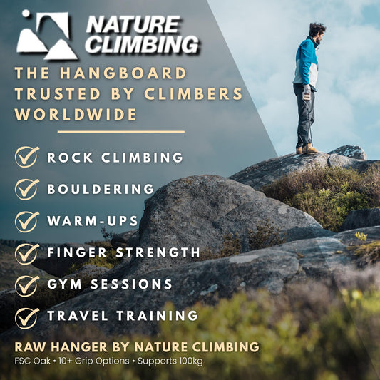 Nature Climbing Portable Hangboard | Rock Climbing Hangboard | Hang Board for Climbing | Fingerboard | Strengthen Your Fingers | Bouldering Gifts | Raw Hanger