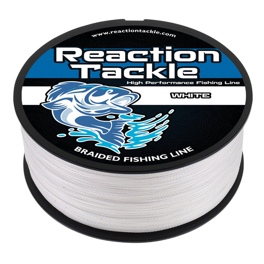 Reaction Tackle Braided Fishing Line - Pro Grade Power Performance for Saltwater or Freshwater Fish - Colored Fishing Line Braid for Extra Visibility - White 30 Lb (300 Yards)