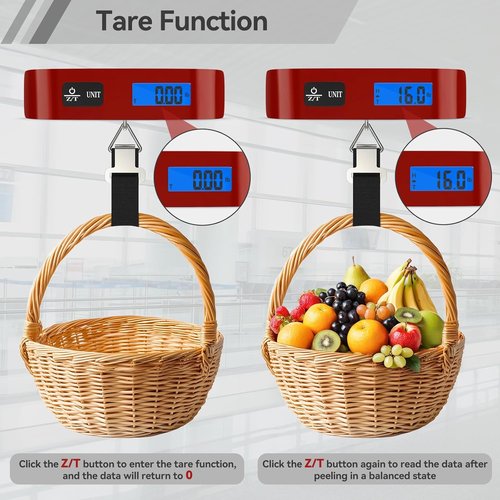 Dr.meter Luggage Scale - Digital Weight Scale with Backlight LCD Display | 110lb/50kg Capacity, Red