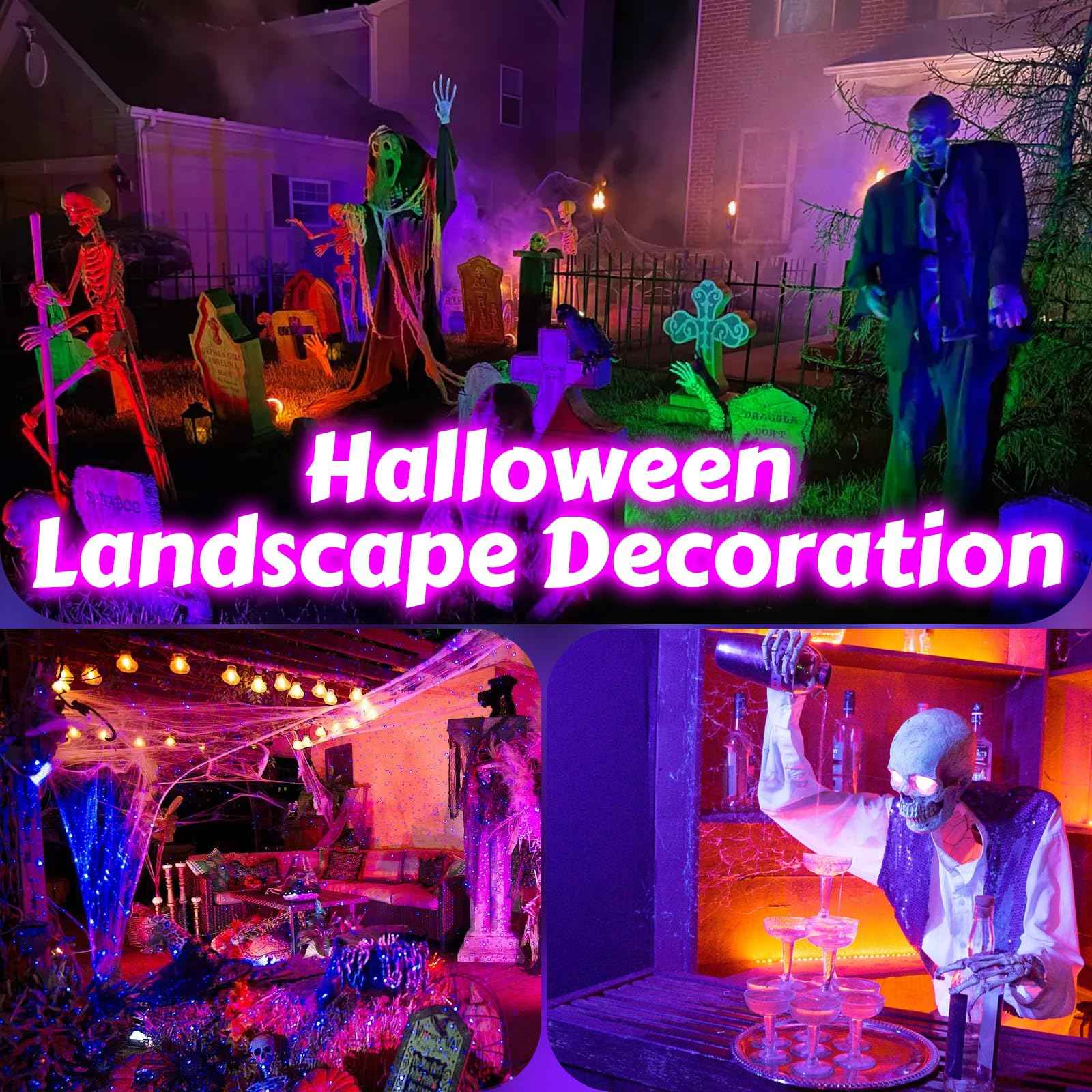 8 Pack Black Lights, IP66 Flood Light 15W LED Blacklight Glow Party Outdoor Spotlight with On/Off Switch + Plug + Metal Stakes for Landscape Lighting, Xmas, Body Paint, Fluorescent Poster, Halloween