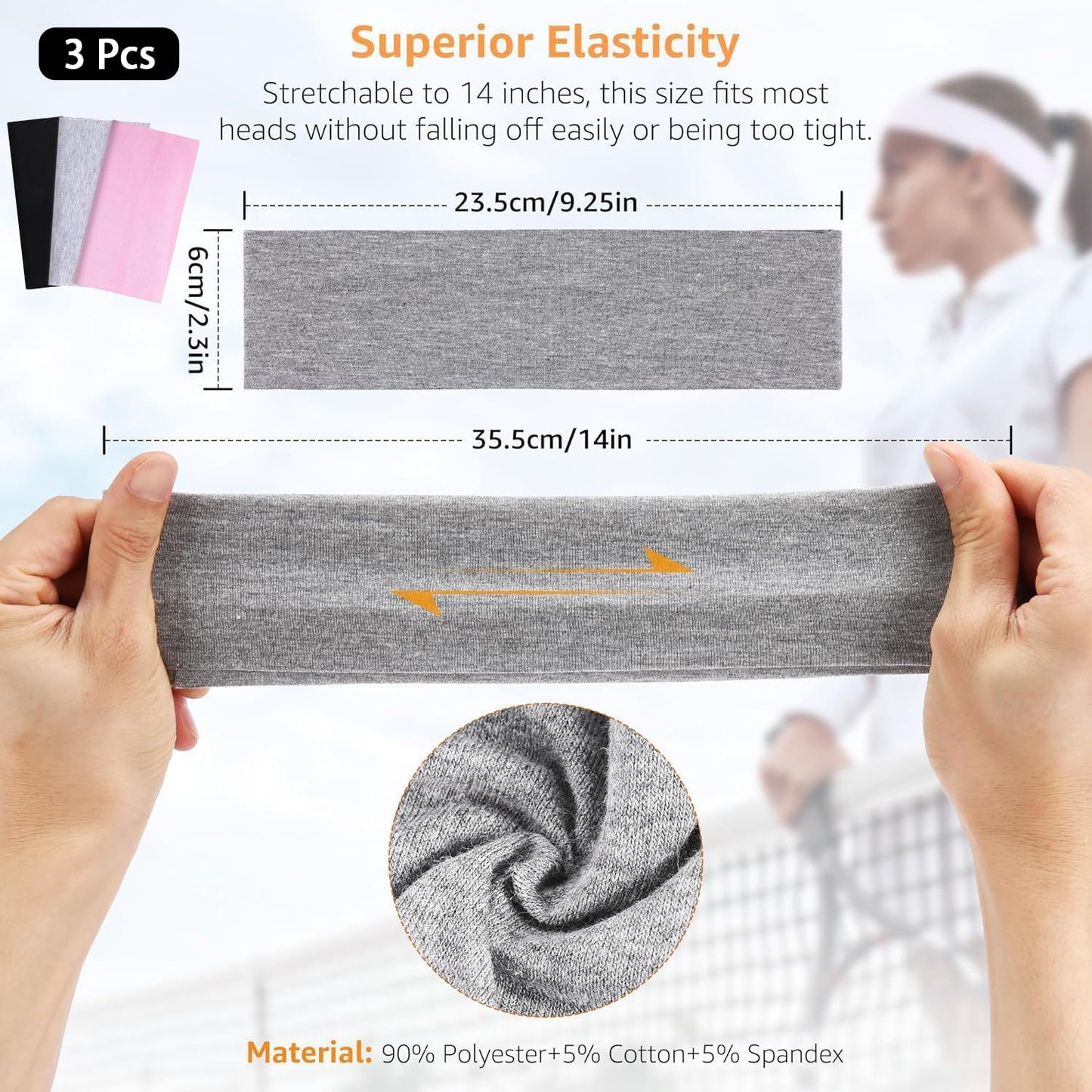 Skiennix Premium Elastic Headbands - Non-Slip Workout Hair Bands for Men & Women | 3 Colors Set