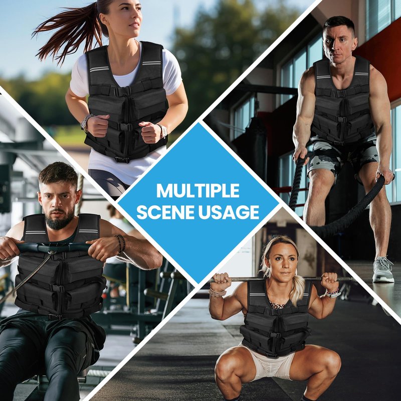 DMDG Adjustable Weighted Vest for Men Woman With Shoulder Pads 2lbs-40lbs, Weight Vest For Walking, Rucking, Cross Training, Running, Muscle Building - Breathable, Comfortable, Washable(2LB-40LB)