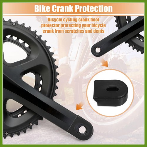 HOPESPANNER 10 Pcs Silicone Bicycle Cycling Crank Boot Protectors Mountain Bike Sleeve Crank Arm Cover Protection Black Vehicle Components